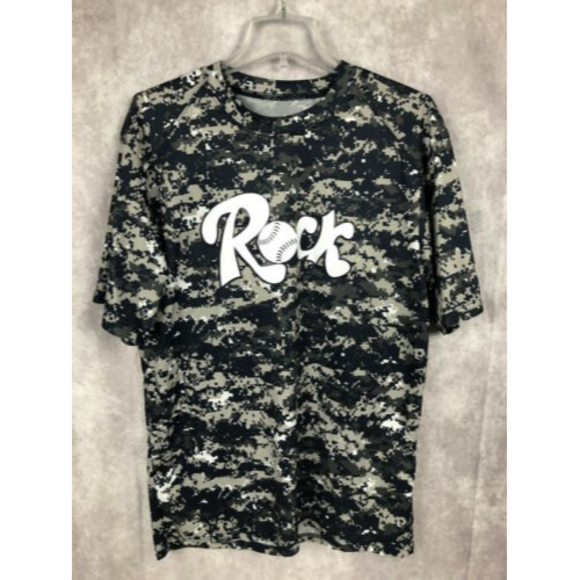 Badger Sports Men’s Sz Large Black Camo Print with Graphic Print Shirt - Picture 2 of 8